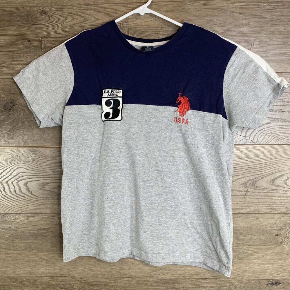 U.S Polo Association USPA Polo #3 T shirt Size M Blue & Gray - Picture 2 of 6